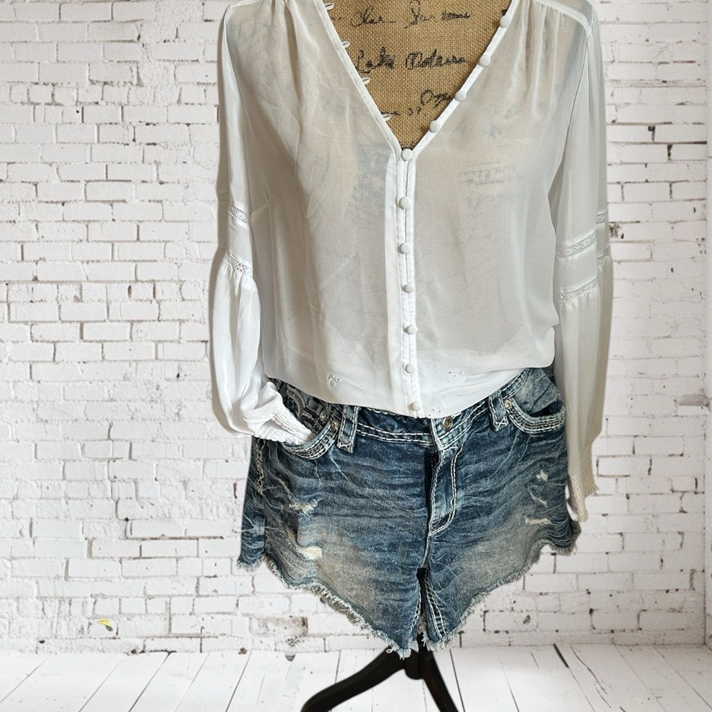 Rock Revival Ladies Shorts and Torrid Sheer Blouse